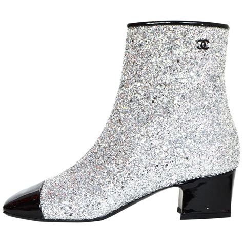 chanel glitter boots black|chanel patent boots.